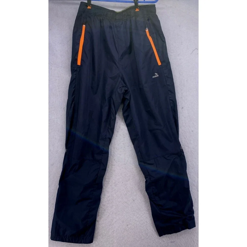 RBX Performance Men's Small Blue Track Pants Mesh Lined Orange Zipper Joggers S